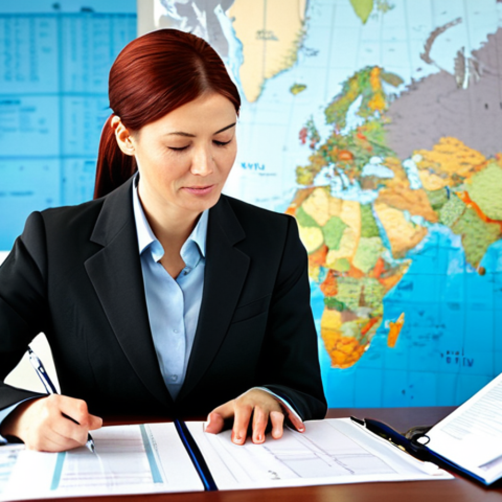 Incoterms in Action**

"A professional businesswoman in a modest business suit, reviewing international shipping documents at a bright, modern desk. The documents include mentions of 'CIF', 'Incoterms', and shipping manifests. The scene is well-lit, emphasizing organization and attention to detail. Background elements subtly suggest global trade: a world map, miniature shipping containers. Fully clothed, appropriate attire, safe for work, perfect anatomy, natural proportions, professional photography, high quality, family-friendly."

**