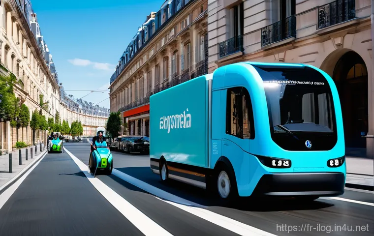 국제물류관리사 실무 사례 분석 - **Prompt:** A dynamic, visually rich scene depicting modern European logistics embracing sustainabil...