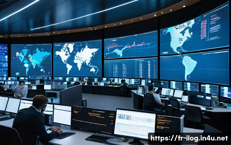 국제물류관리사 실기 준비 꿀팁 - A modern international logistics control room bustling with activity, featuring diverse professional...